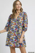 Umgee Boho Floral Balloon Sleeve Mini Dress - DAVERRI FASHIONS