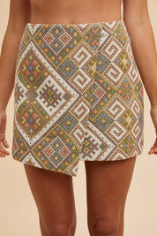 Annie Wear Ethic Woven Jacquard Wrap Mini Skirt | Skirts Daverri Fashions