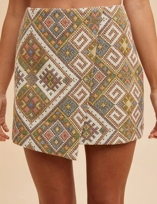 Annie Wear Ethic Woven Jacquard Wrap Mini Skirt | Skirts Daverri Fashions