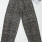 Daverri Leopard Print High Waist Barrel Jeans in black and gray