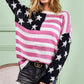 BiBi American Flag Low Gauge Knit Top - DAVERRI FASHIONS