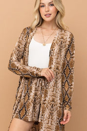 And The Why Snake Print Kimono Open Front Longline Cardigan | Cardigans Daverri Fashions