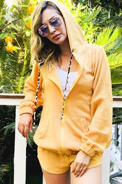 And The Why Hidden Leopard Knit Hoodie Top and Shorts Set | Outfit Sets Daverri Fashions