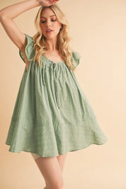 Aemi+Co Ruffled Cap Sleeve Cotton Tunic Mini Dress | Mini Dresses Daverri Fashions