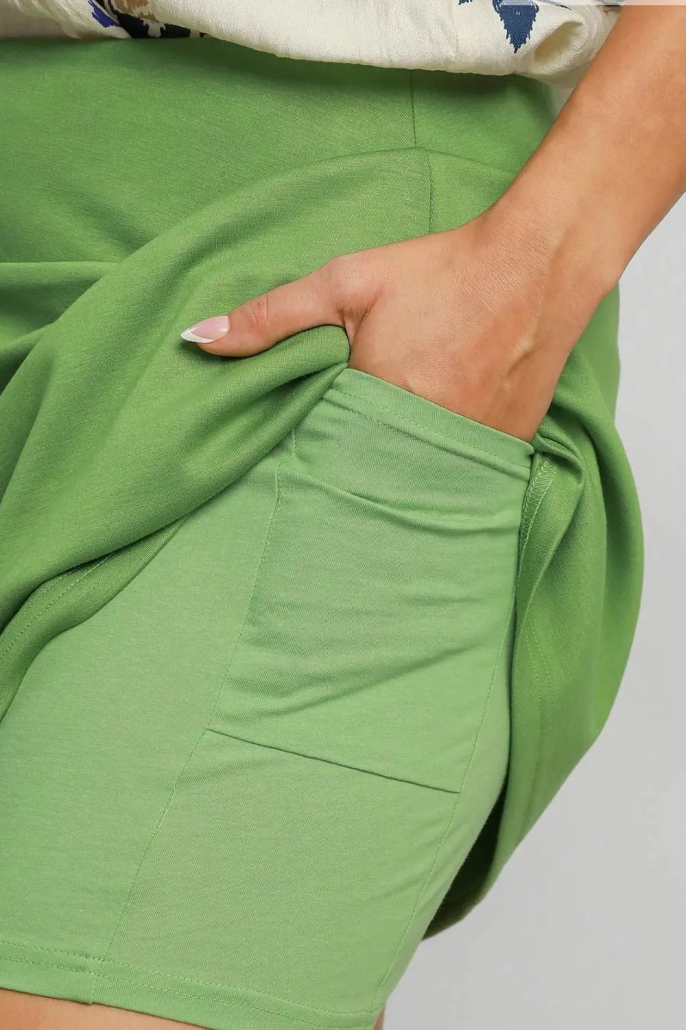 Umgee Full Size Mid-Rise Skort with Pockets Plus Size