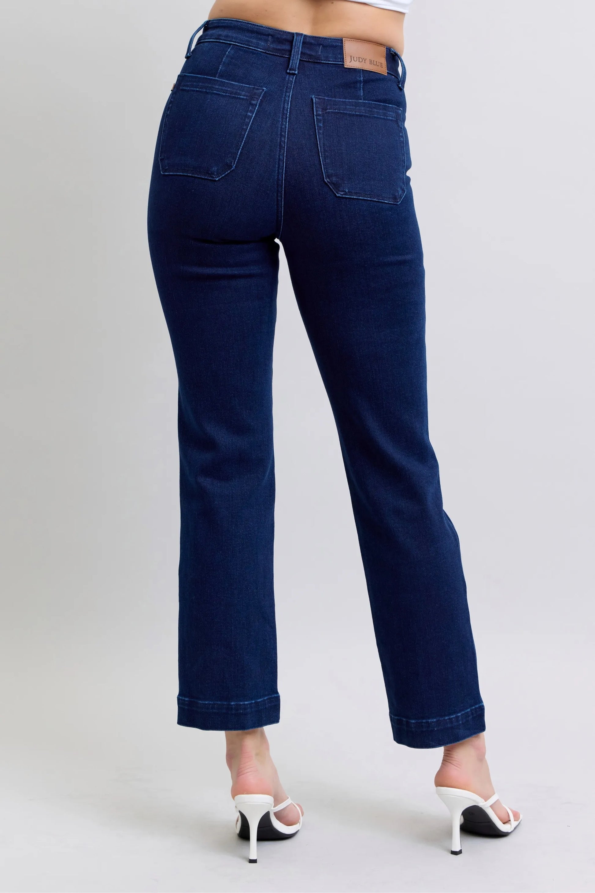 Judy Blue Full Size Hw Work Wear Knee Patch Straight Jeans Plus Size Jeans