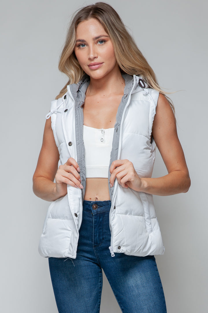 Hooded Zip Vest Tops