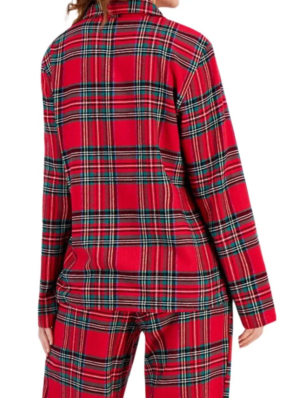 Plaid Collared Neck Button Up Top and Pants Lounge Set | Loungewear Sets Daverri Fashions