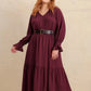 Plus Size Swiss Dot Tie Neck Flounce Sleeve Maxi Dress - DAVERRI FASHIONS