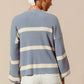 SO ME Ribbed Striped Round Neck Sweater - DAVERRI FASHIONS