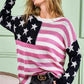 BiBi American Flag Low Gauge Knit Top - DAVERRI FASHIONS