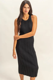 HYFVE Black Round Neck Black Bodycon Ribbed Knit Dress | Tank Dresses Daverri Fashions