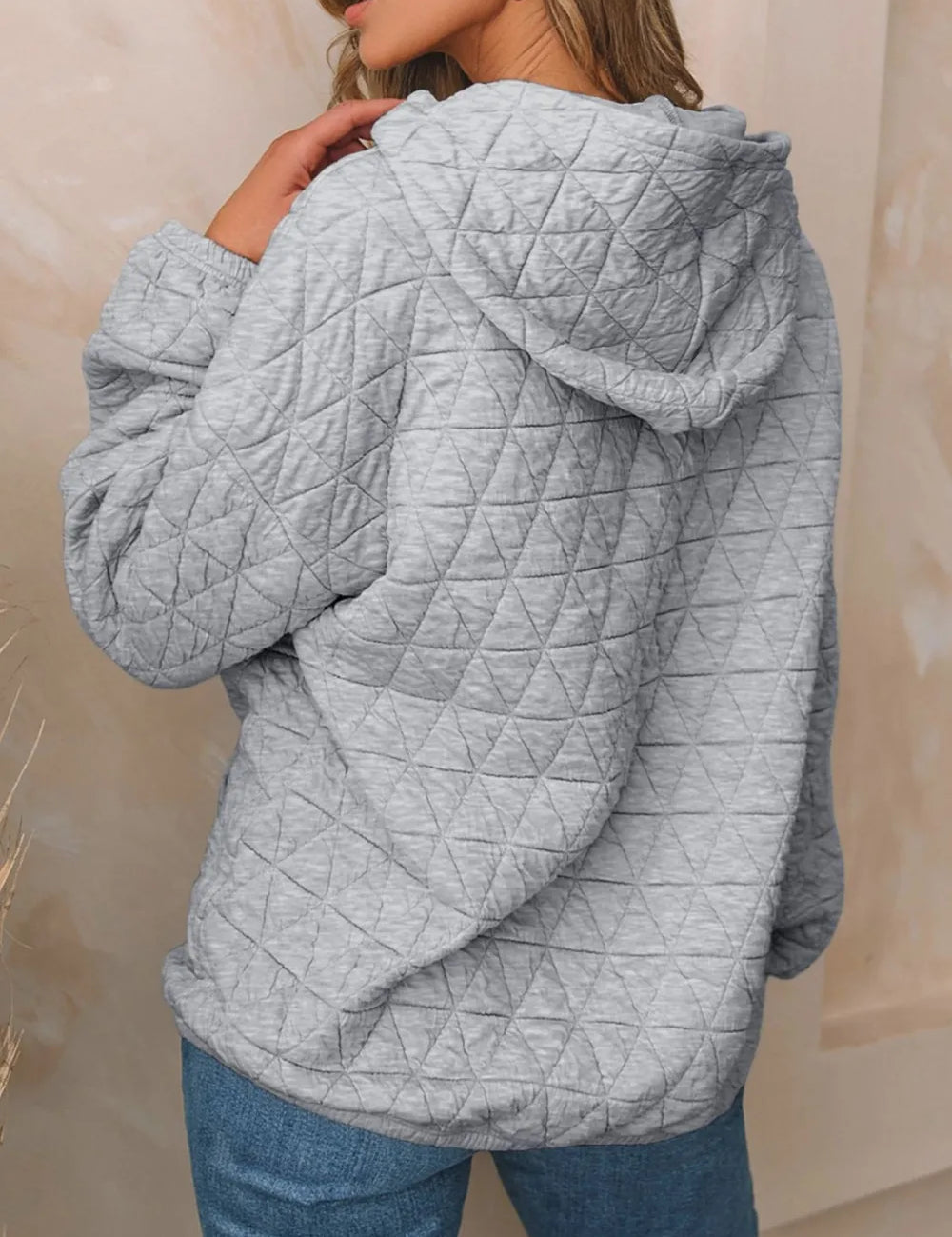 Textured Long Sleeve Hoodie with Pockets | Hoodies Daverri Fashions