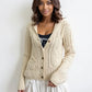 Cable Knit Button Up Cardigan - DAVERRI FASHIONS