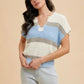 Annie Wear Low Gauge Color Block Textured Sweater Top - DAVERRI FASHIONS