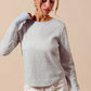 SO ME Textued Floral Knit Top with Contrast Cuffs Tops
