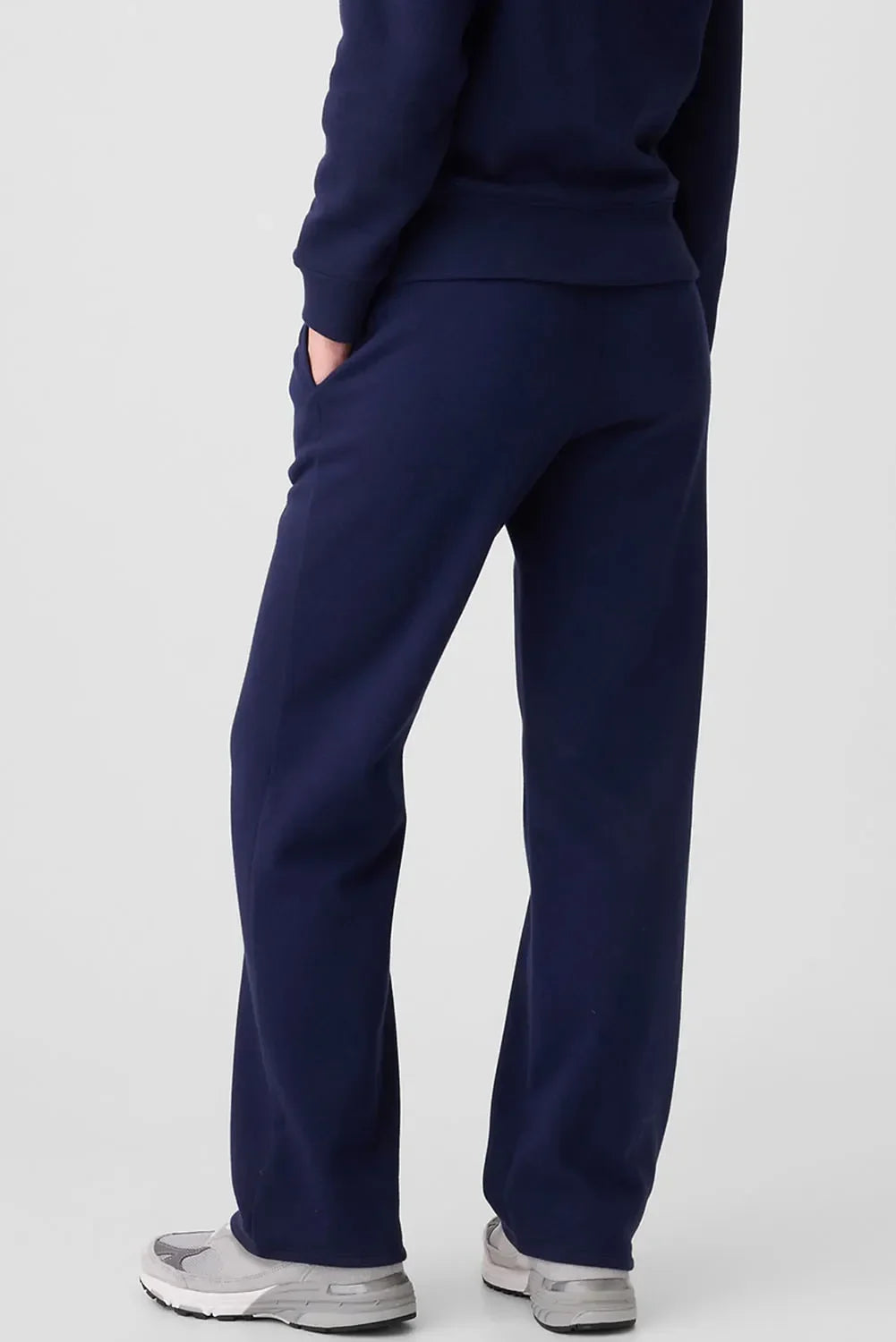 Navy blue wide-leg Daverri Fashions drawstring pants with pockets