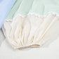 Pastel-striped baby bloomers with scalloped edges for mini dress