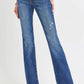 RISEN Full Size Distressed Mid Rise Flare Jeans Plus Size - DAVERRI FASHIONS