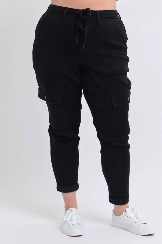 Judy Blue Full Size High Waist Cargo Cuffed Jogger Jeans