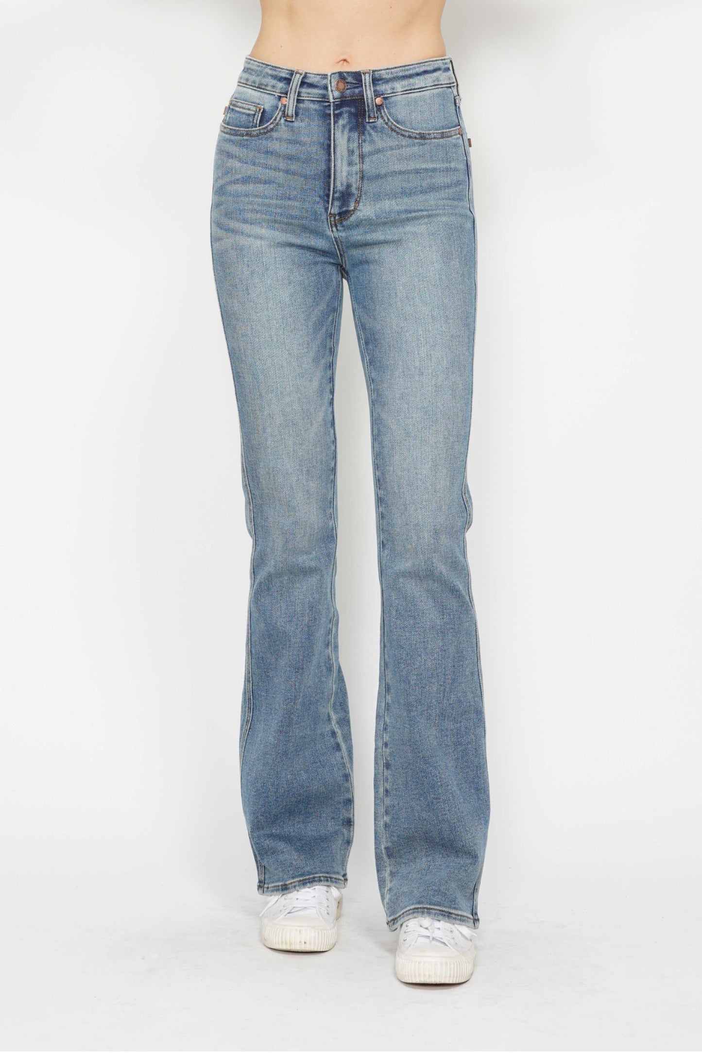 Judy Blue Full Size Tummy Control Back Embroidered Pocketed Bootcut Jeans Plus Size LONG INSEAM 7 28