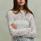 Delicate SO ME lace long-sleeve top with 3D floral layering