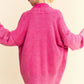 Davi & Dani Shawl Collar Ribbed Detail Button Up Cardigan Cardigans