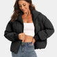 Zip Up Turtleneck Long Sleeve Puffer Jacket - DAVERRI FASHIONS