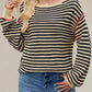 Slit Striped Oversized Sweater - DAVERRI FASHIONS