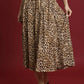 Umgee Drawstring Leopard Midi Skirt LATTE