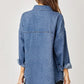 RISEN Button Up Drop Shoulder Denim Shacket Shackets