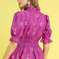 Umgee Printed Half Sleeve Peplum Blouse - DAVERRI FASHIONS