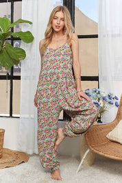 Adora Floral V-Neck Spaghetti Strap Overalls