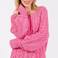 SAGE + FIG Cable-Knit Long Sleeve Sweater Pink Sweaters