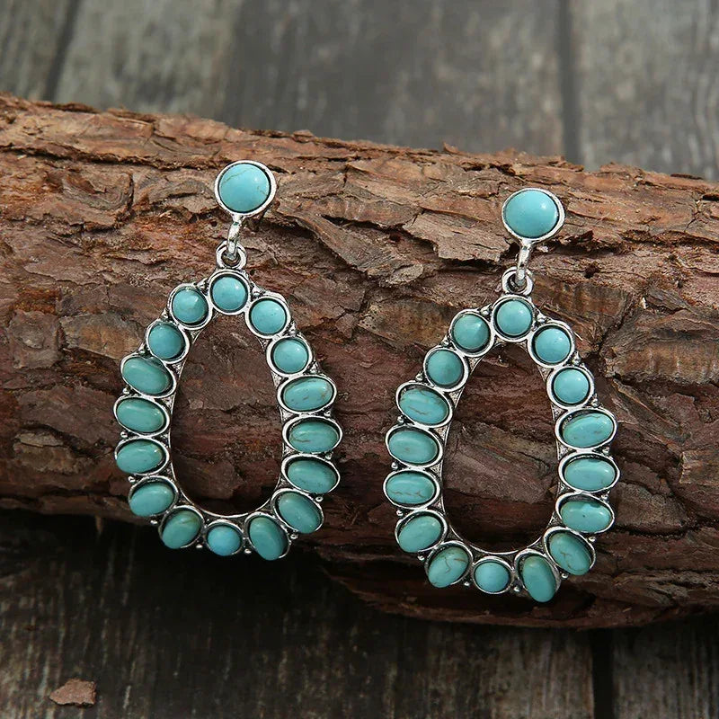 Artificial Turquoise Earrings - DAVERRI FASHIONS