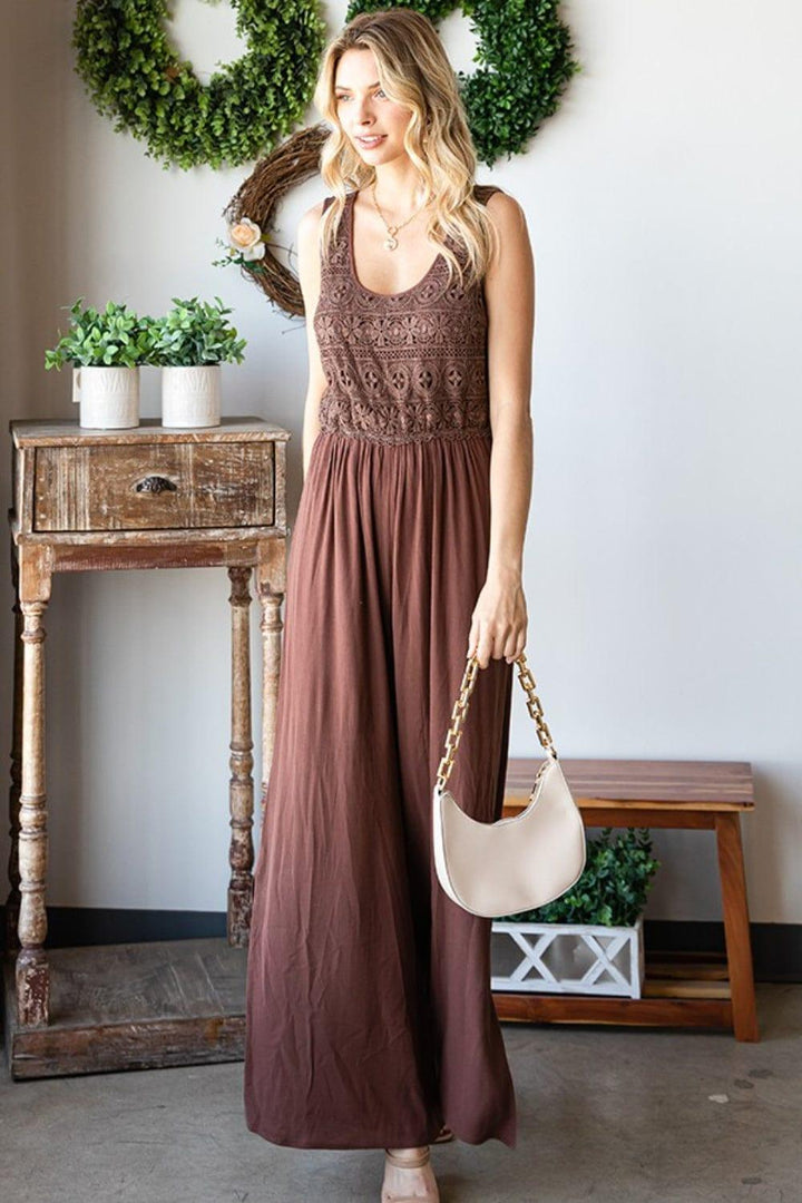 Tie Back Sleeveless Wide Leg Jumpsuit Jumpsuits