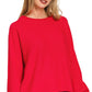 Zenana Viscose Front Seam Round-Neck Sweater H RED Sweaters