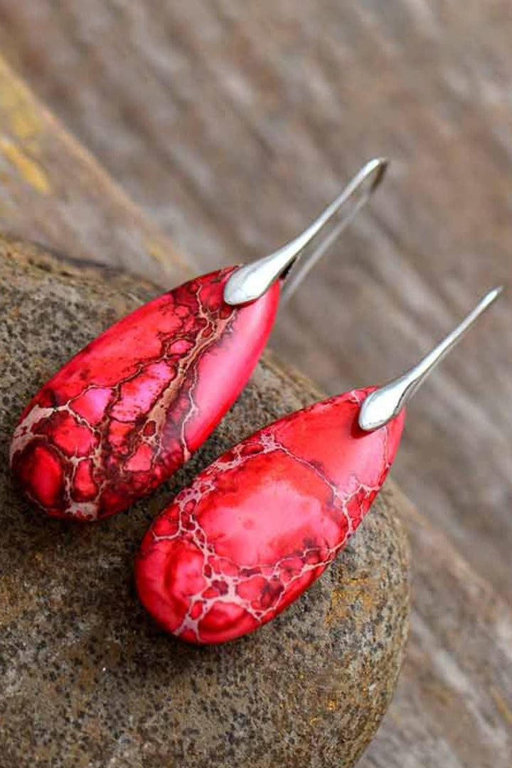 Handmade Teardrop Shape Natural Stone Dangle Earrings | Earrings Daverri Fashions