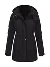Daverri Fashions black hooded mid-length windproof plus size coat