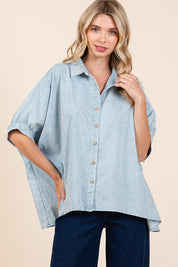 Mittoshop Washed Striped Button Down Shirt