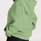 Sage green oversized kangaroo pocket long sleeve hoodie with relaxed fit and ribbed cuffs