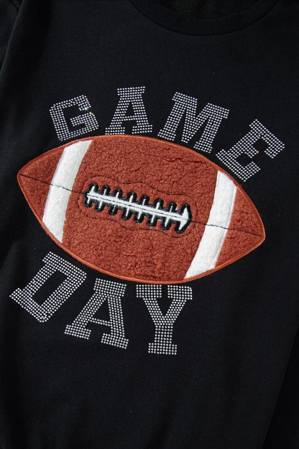 GAME DAY Football Round Neck Long Sleeve Top and Shorts Set - DAVERRI FASHIONS