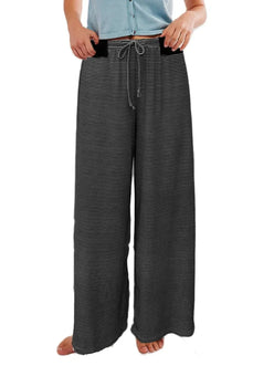 Drawstring Striped Wide Leg Pants - DAVERRI FASHIONS