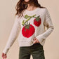 SO ME Vegetable Round Neck Long Sleeve Sweater - DAVERRI FASHIONS