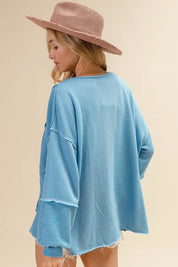 BiBi Oversized Pocket Front Sweatshirt - DAVERRI FASHIONS