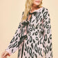 Davi & Dani Leopard Ribbon Tie Front Loose Fit Cardigan Cardigans
