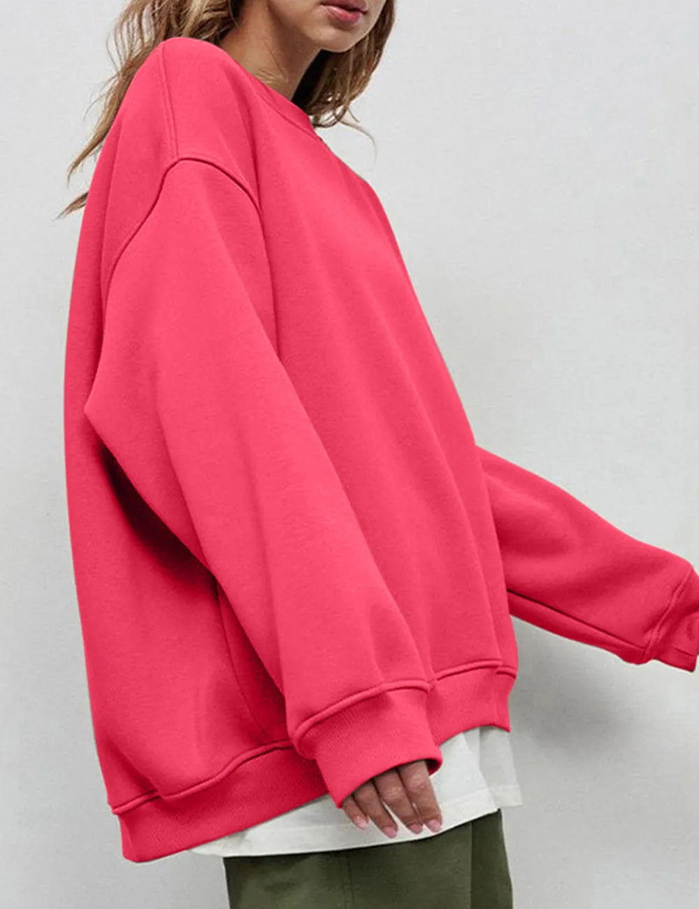 Round Neck Dropped Shoulder Long Sleeve Sweatshirt | Sweatshirts Daverri Fashions