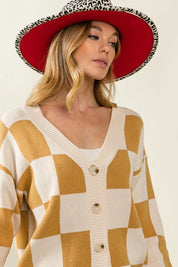 BiBi Checked V-neck Cardigan | Cardigans Daverri Fashions