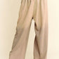 Davi & Dani Rhinestone Drawstring Wide Leg Pants Tan Pants