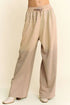 Davi & Dani Rhinestone Drawstring Wide Leg Pants Tan Pants